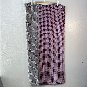 Houndstooth Silky Plaid Scarf Wrap Wedding Guest Preppy Black Purple Travel